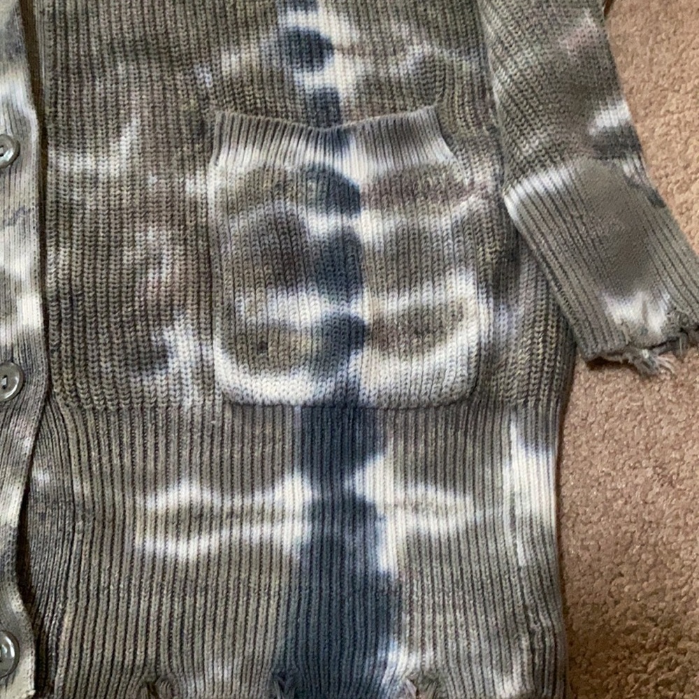 NEW Young Fabulous & Broke Indie Distressed Cardigan Sweater in Rare Camo Wash L - Picture 8 of 8